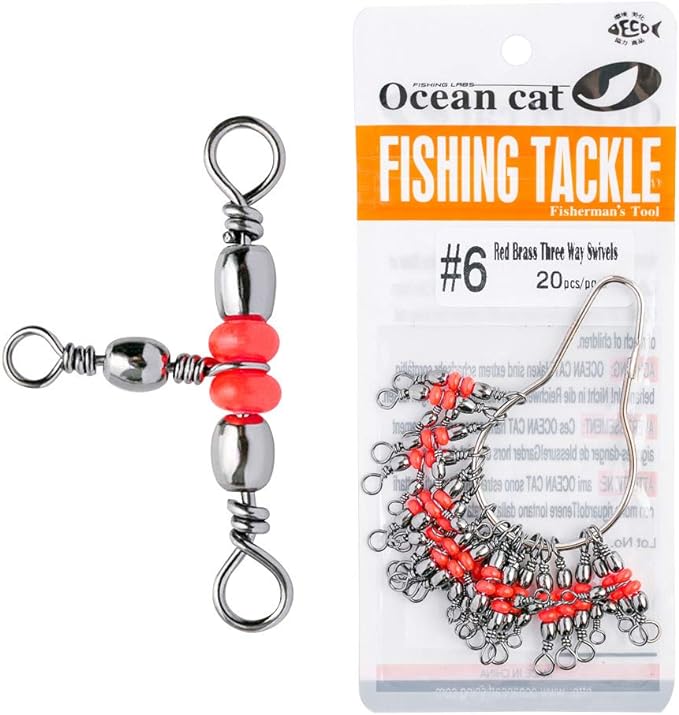 ocean cat 40/60/80/100 pcs red brass three way swivel connector tackle accessories size 6 8 10 12 14 