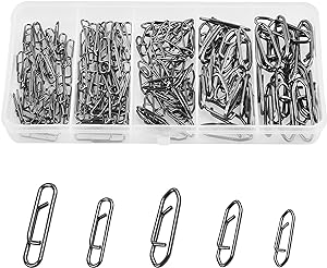 ‎silanon power fishing clips kit 155pcs high strength fishing snaps for freshwater saltwater bass pike 