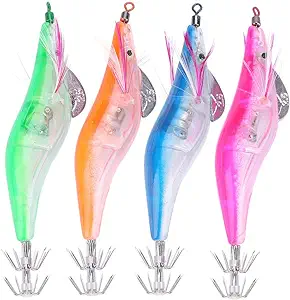 haofy 10cm 4 colors electric luminous bionic shrimp shape saltwater squid fishing lures  ?haofy b0cd89cxpp