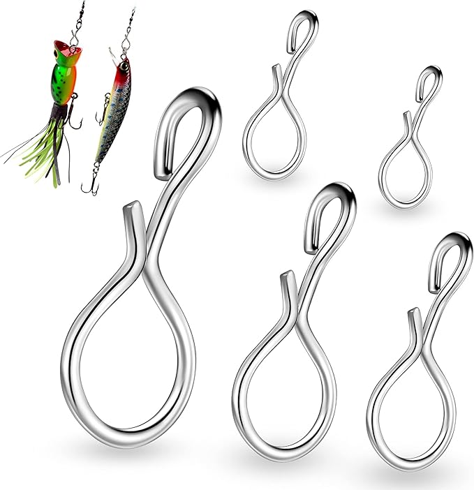 skylety 250 pieces fly fishing snaps stainless steel no knot fast change jigs lures 5 sizes  ?skylety