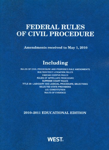 federal rules of civil procedure 2011 edition west law school 0314911596, 9780314911599