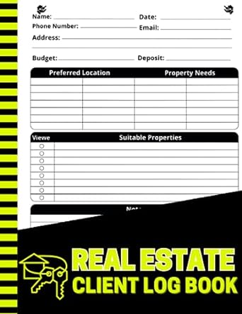 real estate client log book real estate client portfolio management keep track of your potential client