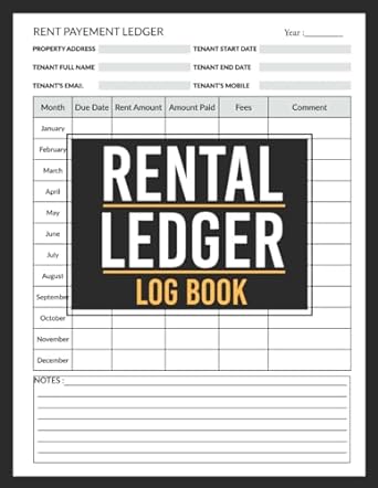 rental ledger log book rental ledger for landlords tenants lodgers to record rent payments and due date