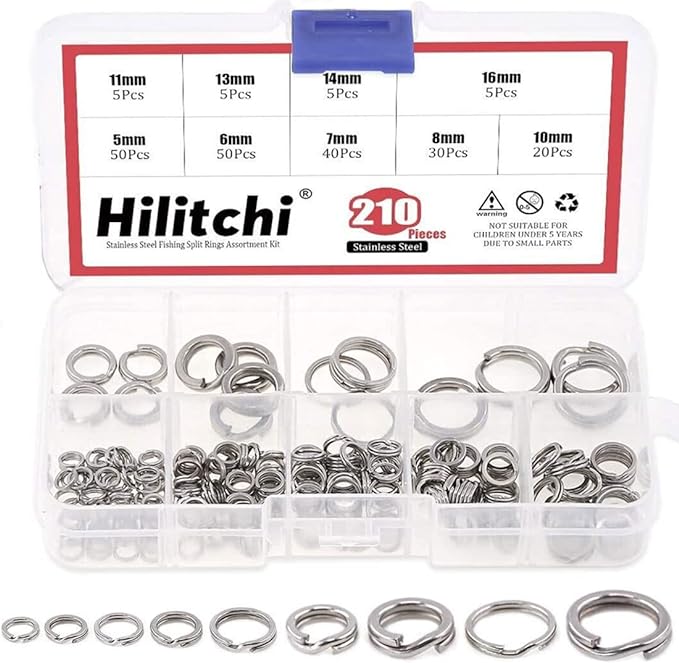 hilitchi 210pcs 9 sizes stainless steel fishing split rings  ‎hilitchi b07gxdpyjq