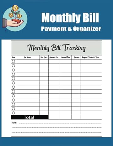 monthly bill payment and organizer tracker checklist tracker keeper log book bill book for 10 years 120