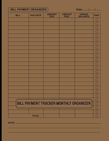 bill payment tracker monthly organizer simple monthly bill payment checklist and log book for men women
