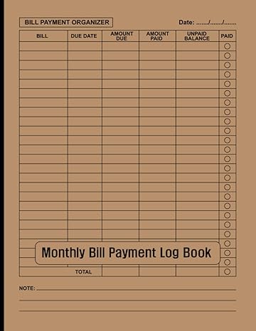 monthly bill payment log book bill planner and organizer monthly bill payment tracker and ledger 2022 2023