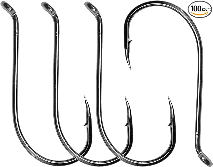 ‎shaddock fishing black octopus fishing hooks 100pcs set catfish steel jig hooks long shank for freshwater