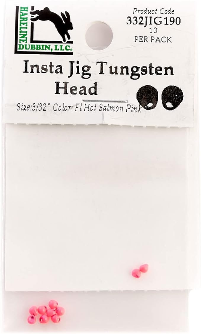 hareline tungsten insta jig heads 2 3 mm hot salmon pink  ‎hareline dubbin inc b09n5z346y