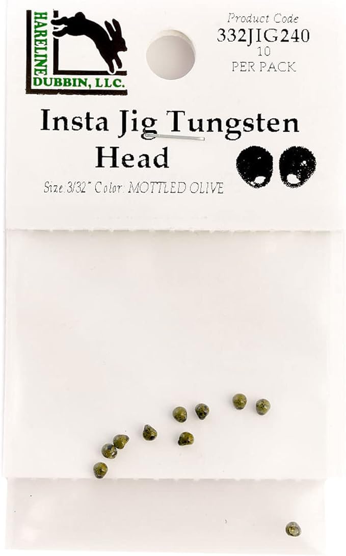 hareline tungsten insta jig heads 2 3 mm mottled olive  ?hareline dubbin inc b09n611t4f
