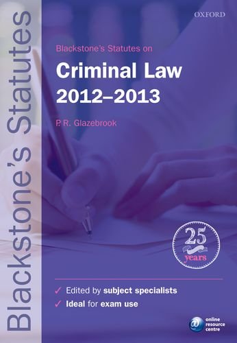 criminal law 2012-2013 20th edition peter glazebrook 019965624x, 9780199656240