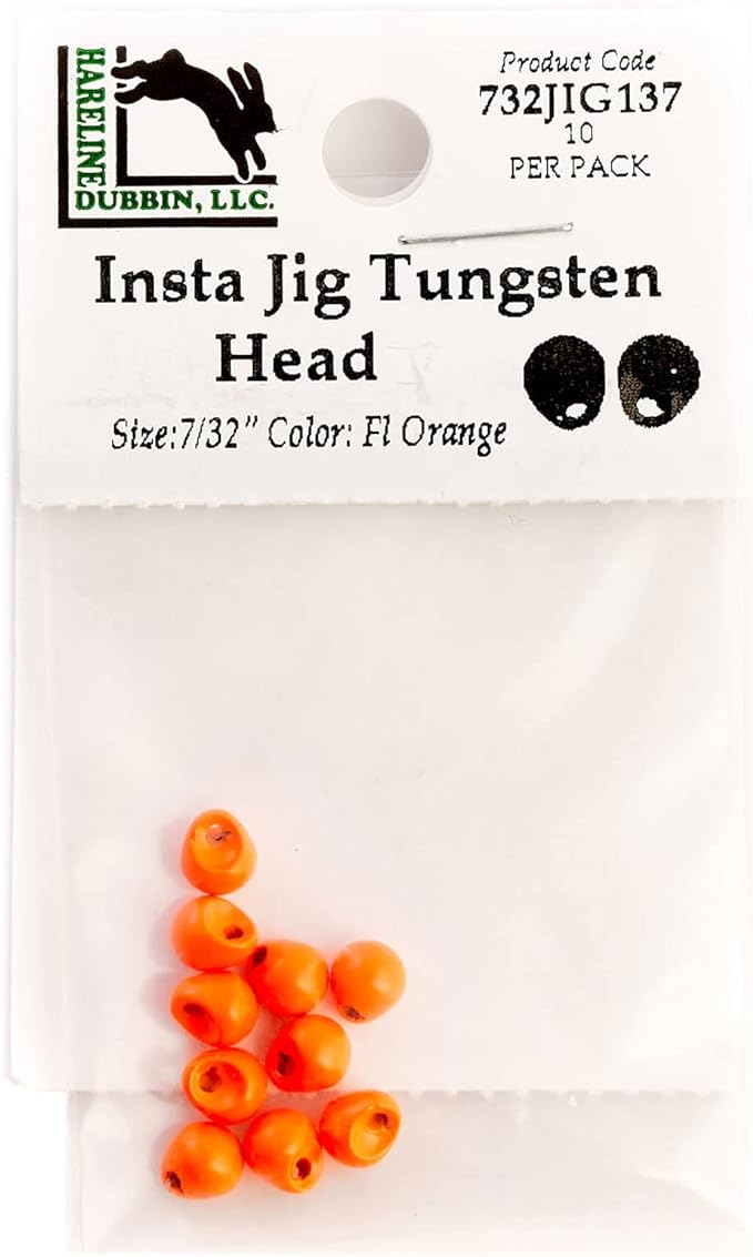 hareline tungsten insta jig heads 5 5 mm fl orange 7/32  ?hareline dubbin inc b09n6172gx