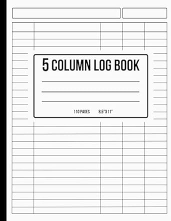 5 column log book 110 pages 85x11 inches 1st edition passal books b0cmxqz5vr