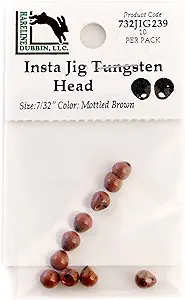 hareline tungsten insta jig heads 5 5 mm 7/32 mottled brown  ‎hareline dubbin inc b09n65mm8g