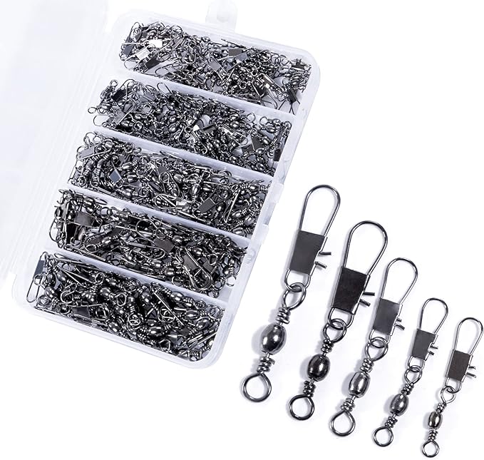 aflngle 210pcs fishing swivel with safety buckle rolling bearing connector fishing accessories  ‎aflngle