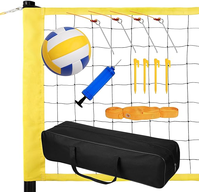 tolead portable volleyball net outdoor volleyball set with height adjustable poles for backyard beach pool 
