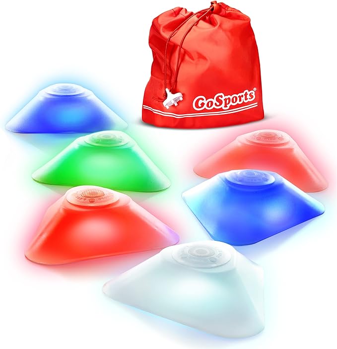 gosports modern light up cones cycle between 4 led colors for sports in the dark games 6 pack  ?gosports