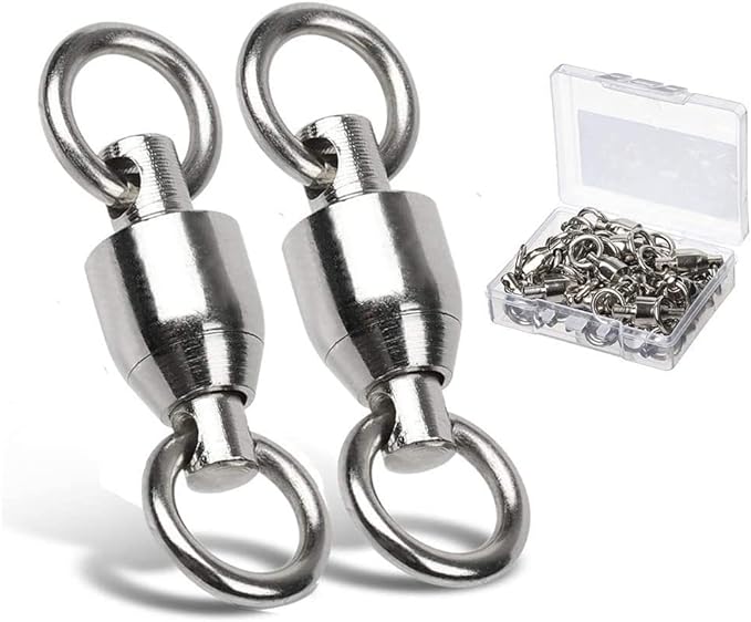 amysports ball bearing swivels connector high strength stainless steel solid welded rings ‎size0 31lb 25