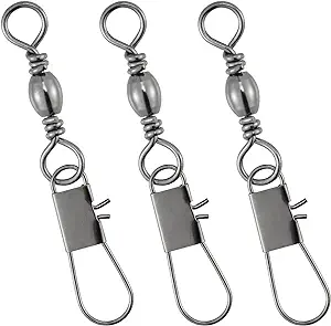 dr.fish 50 pack fishing snap swivels with snap freshwater stainless steel copper 26-132lb  ‎dr.fish