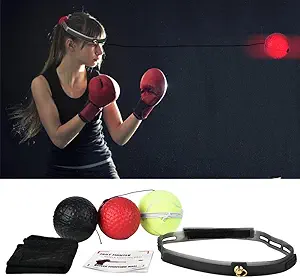 pocreation boxing reflex ball 3 difficulty level with headband softer than tennis ball  ‎pocreation