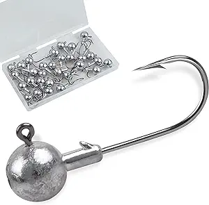 ‎agool jig heads fishing hooks crappie unpainted round ball sharp for bass trout saltwater freshwater 1/2oz