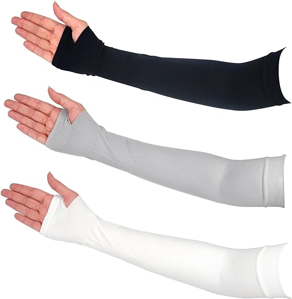 medsuo 3 pairs comfy arm sleeves with thumb hole protection 3 colors compression  medsuo b0c9xscshz
