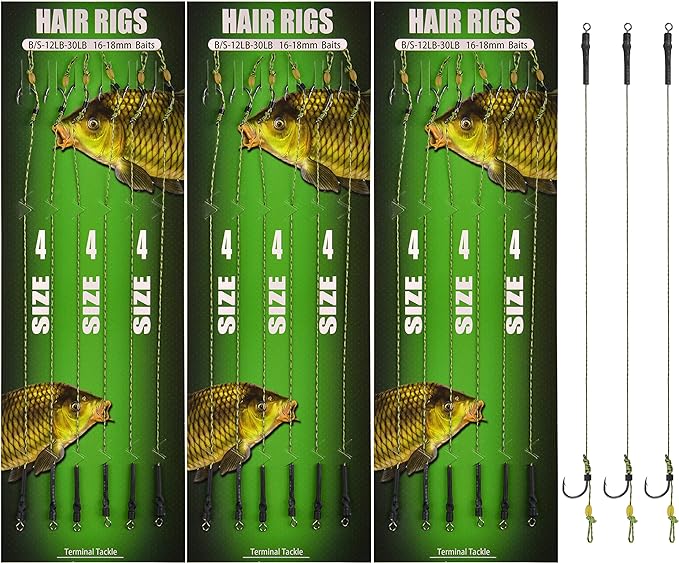‎jogffde carp fishing hair rigs 24pcs carp bait boilies rigs with barbed hooks fishing accessories 