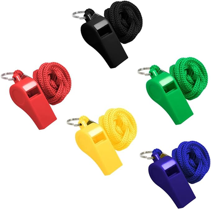 ijigui 5 pcs plastic whistles with lanyard for sports  ijigui b0bvznhn7q