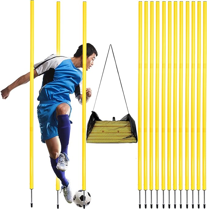 vaipi 12 pcs sports agility poles soccer training speed pole yellow coaching sticks sports equipment for