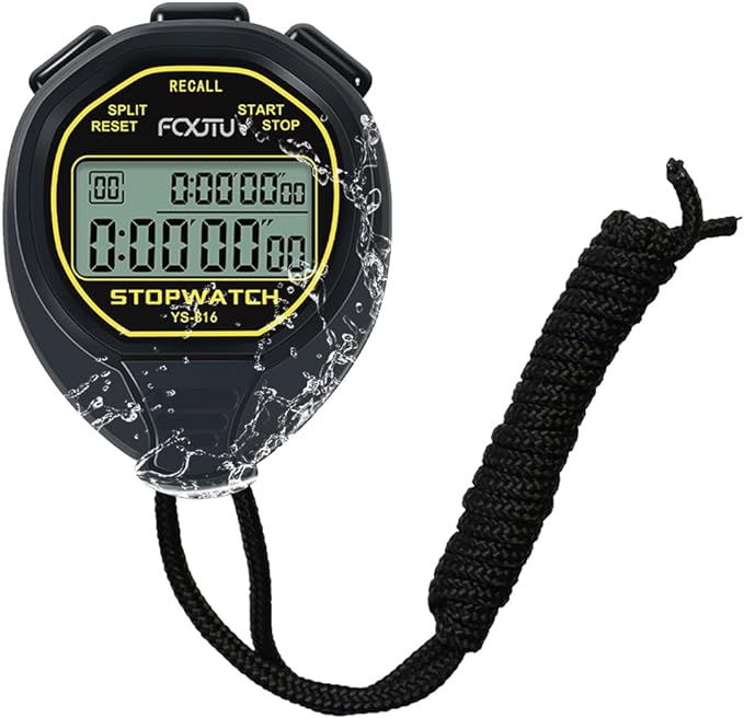 fcxjtu digital waterproof stopwatch 20laps split memory no clock no calendar no alarm simple silent  fcxjtu