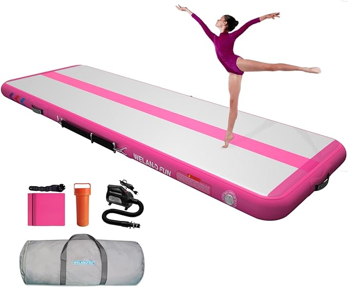 welandfun air mat tumble track 10ft/13ft/16ft/20ft inflatable gymnastics tumbling mat 4/6/8 inchs 