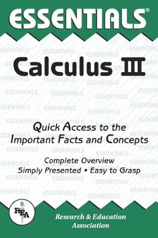 essentials calculus iii 1st edition rea 0878915796, 978-0878915798