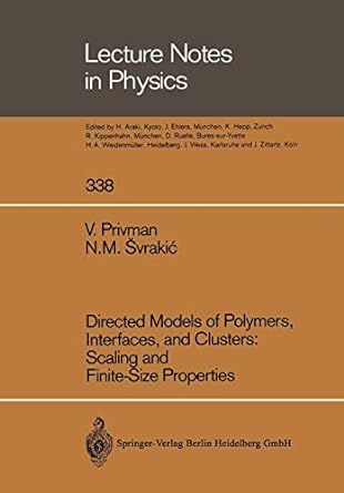 directed models of polymers interfaces and clusters scaling and finite size properties 1st edition vladimir