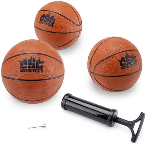 csg set of 5 inch mini basketballs with pump includes 3 balls  ‎csg b088hkpkpy