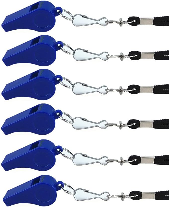 yueton plastic coach whistles with lanyard pack of 6  ‎yueton b01j78iceg