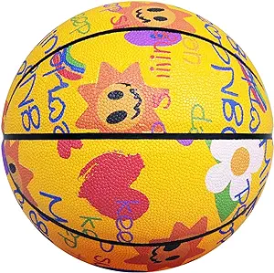 shchy childrens basketball hygroscopic soft leather personalized graffiti environmental protection ‎size 5 