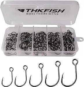 thkfish 50pcs/100pcs box inline single hooks replacement fishing hooks for lures baits freshwater 2 1 1/0 2/0