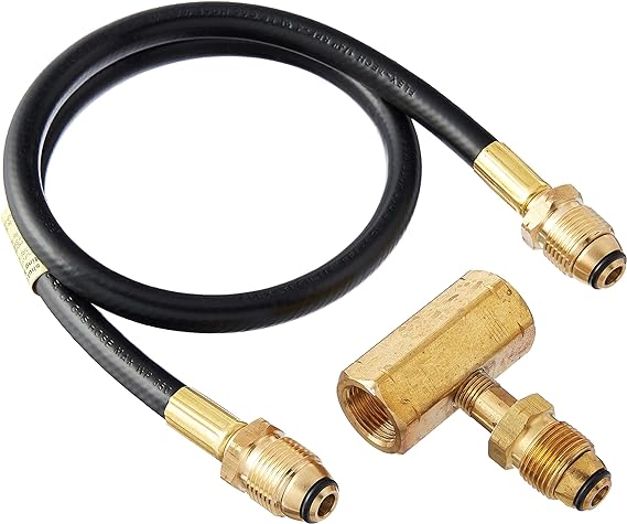mr heater f273737 2 tank hook up kit with tee and 30 inch hose assembly with p o l male  mr. heater