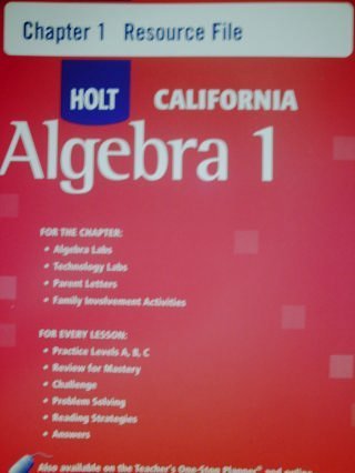 chapter 1 resource file holt california algebra 1 1st edition inc holt, rinehart, and winston 0030946573,