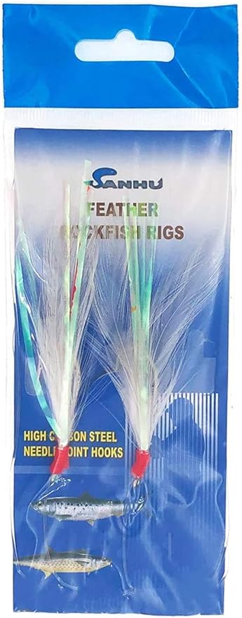 sanhu rock cod feather rigs 7/0 white 12 packs  ‎sanhu b089rtmb79