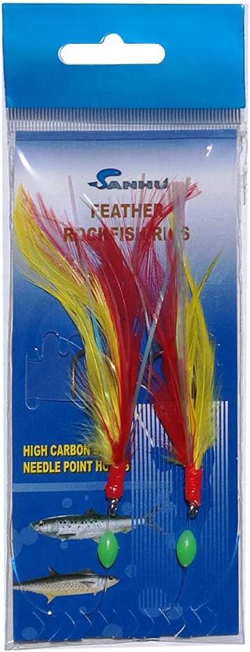 sanhu rock cod feather rigs 7/0 red yellow 10 packs  ?sanhu b089rs212z