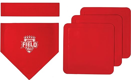 franklin sports field day baseball set throw down rubber bases for baseball plus softball with home 
