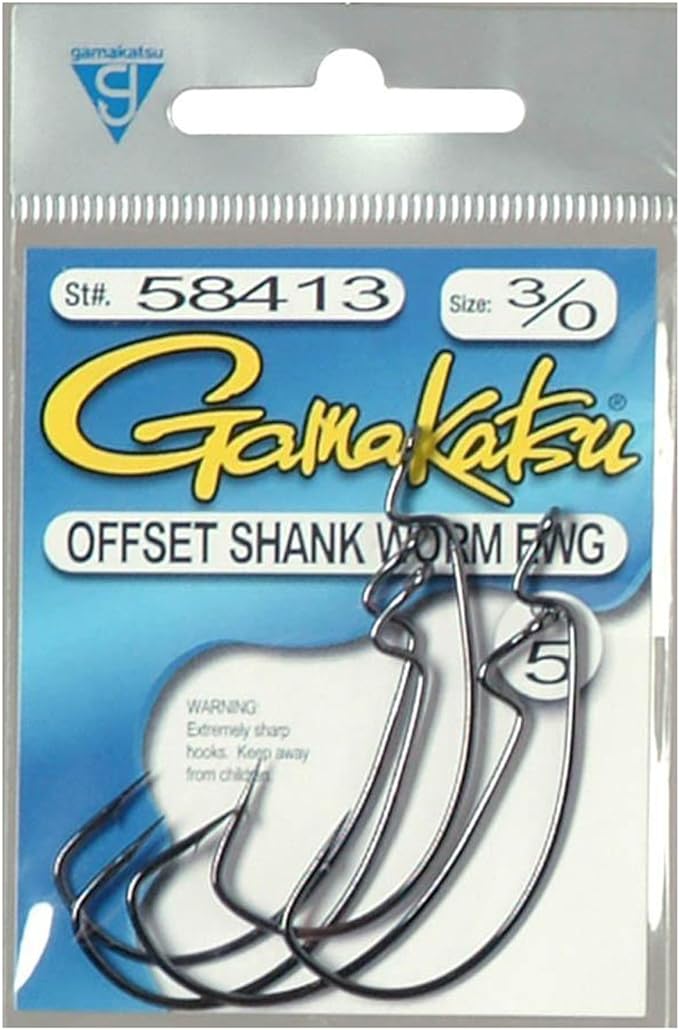 gamakatsu extra wide gap worm hook 5 per pack black 3/0 ?1.97 x 1.18 x 0.1  ?gamakatsu b0000auz6z