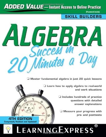 algebra success in 20 minutes a day 4th edition learningexpress llc editors 1576857190, 978-1576857199