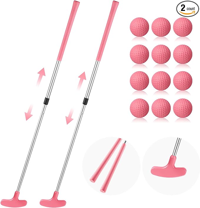 libima 2 pack adjustable pink golf putter kids two way with 12 pink pu golf balls  ?libima b0c4pc1hnc