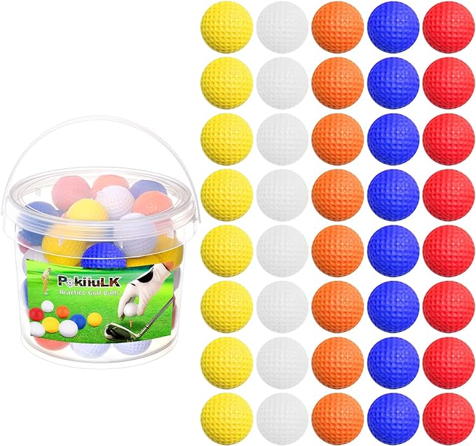 pokiiulk practice golf balls 40 pcs foam golf balls with realistic feel and limited flight  ‎pokiiulk