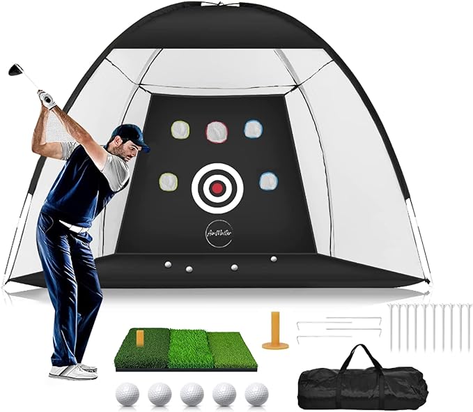 ‎generic aimmaster 10x7 golf practice net golf nets for backyard driving chipping net bag golf accessories 