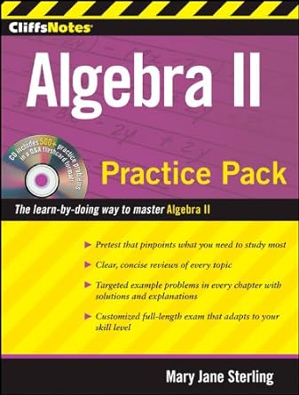 cliffsnotes algebra ii practice pack the learn by doing way to master algebra il 1st edition mary jane