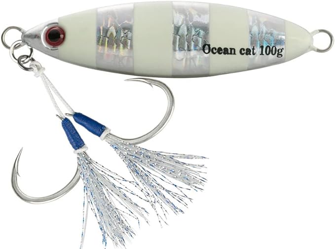 ocean cat 1 pc slow fall pitch fishing lures sinking lead jigs for saltwater fishing 2 colors 100g 3 1/2oz 