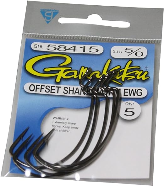 gamakatsu black ewg offset worm hook ?5/0 5 pack  ?gamakatsu b001449fbq